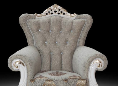 Beautiful armchair in classic style for the living room with shiny patterns